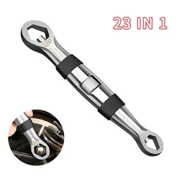 Juego de llaves universales 23 en 1, llave de trinquete ajustable de 7-19mm, llave de CR-V, multiherramientas flexibles, herramienta de mano para reparación de automóviles