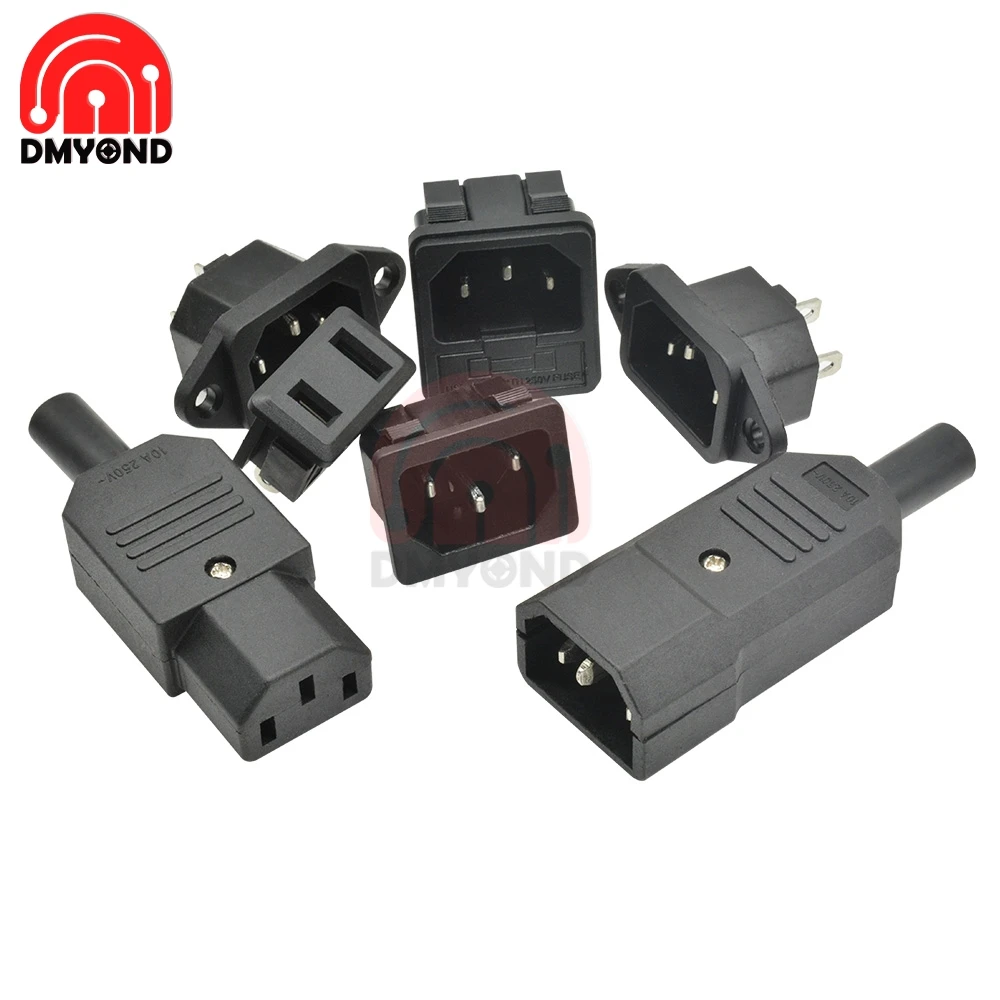 1PCS AC-013A Male Female AC-02A Snap-on AC Power Socket 2 Holes 15A 125V Core  AC-01 AC-04 AC-01A 10A 250V Iron Core Interface - Image 3