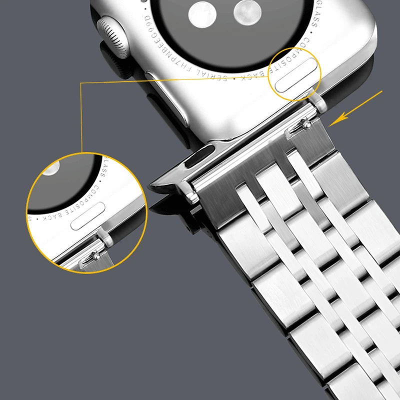 304 Stainless steel watch band silver golden black men and women bracelet suitable for Apple watch 5 / 4 / 3 / 2 smart watch image 3