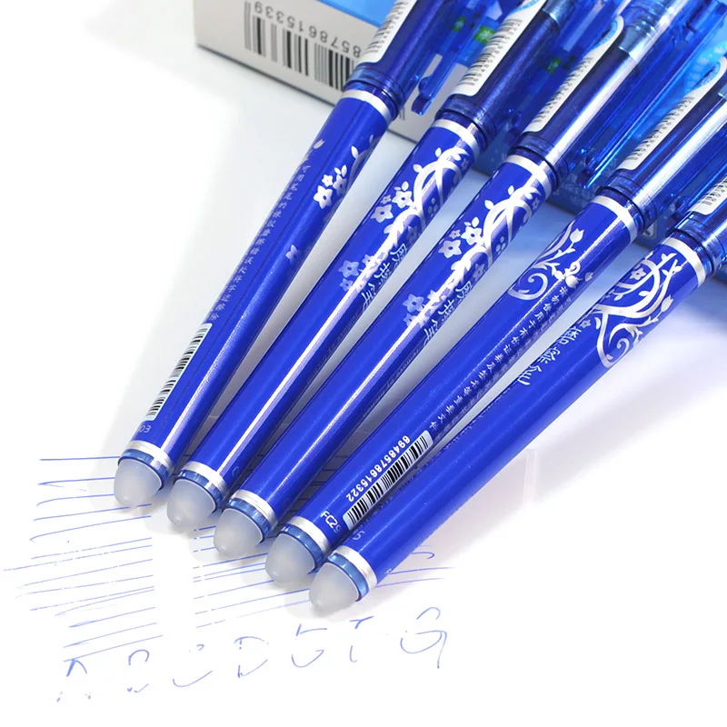 1PCS Erasable Ballpoint Pen or 10PCS Erasable Refill Set Style Washable Stationery Pens School Office 0.5mm Blue Ink Gel Pen