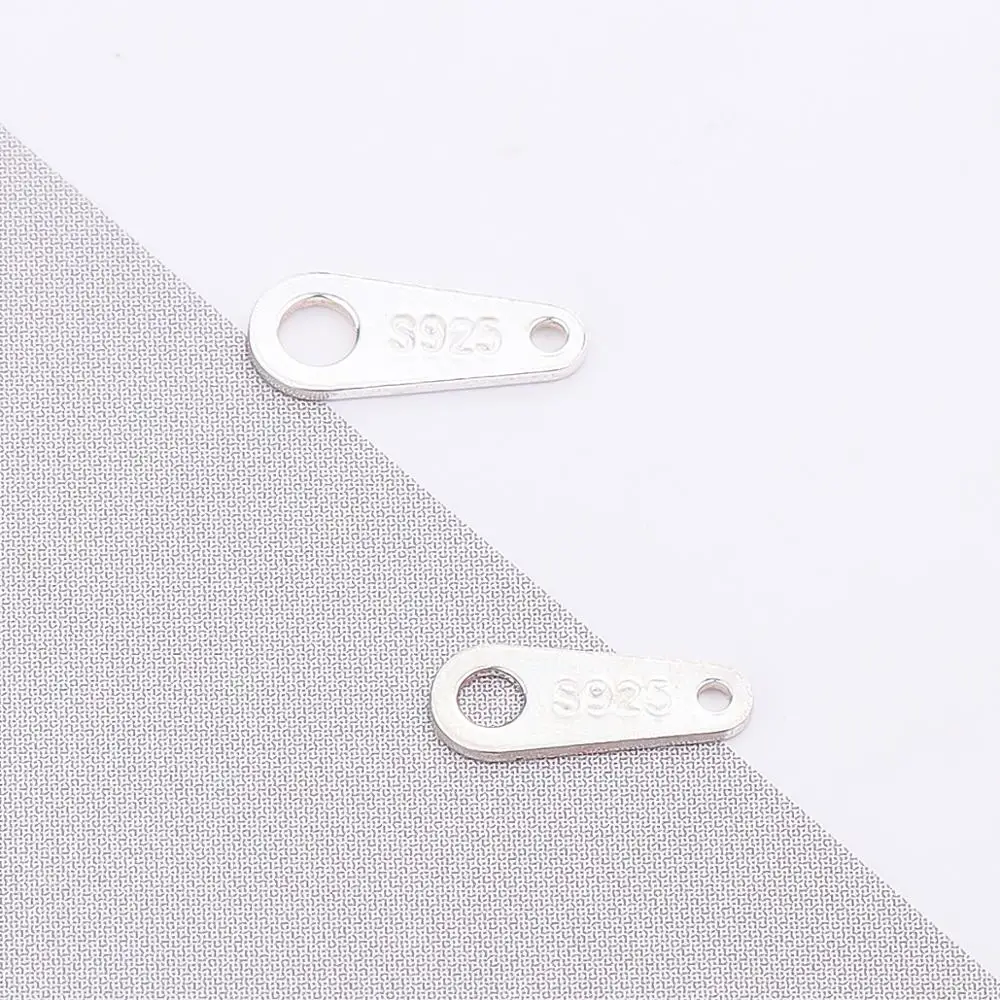 925 Sterling Silver Double-Hole Connection Piece, Conectores para Fazer Jóias DIY, Descobertas e Colar Acessórios, 10 Pçs/lote