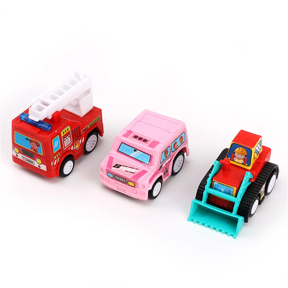 6Pcs Auto Model Speelgoed Pull Back Auto Speelgoed Mobiele Voertuig Brandweerwagen Taxi Model Kid Mini Cars Jongen Speelgoed gift Diecasts Speelgoed Voor Kinderen