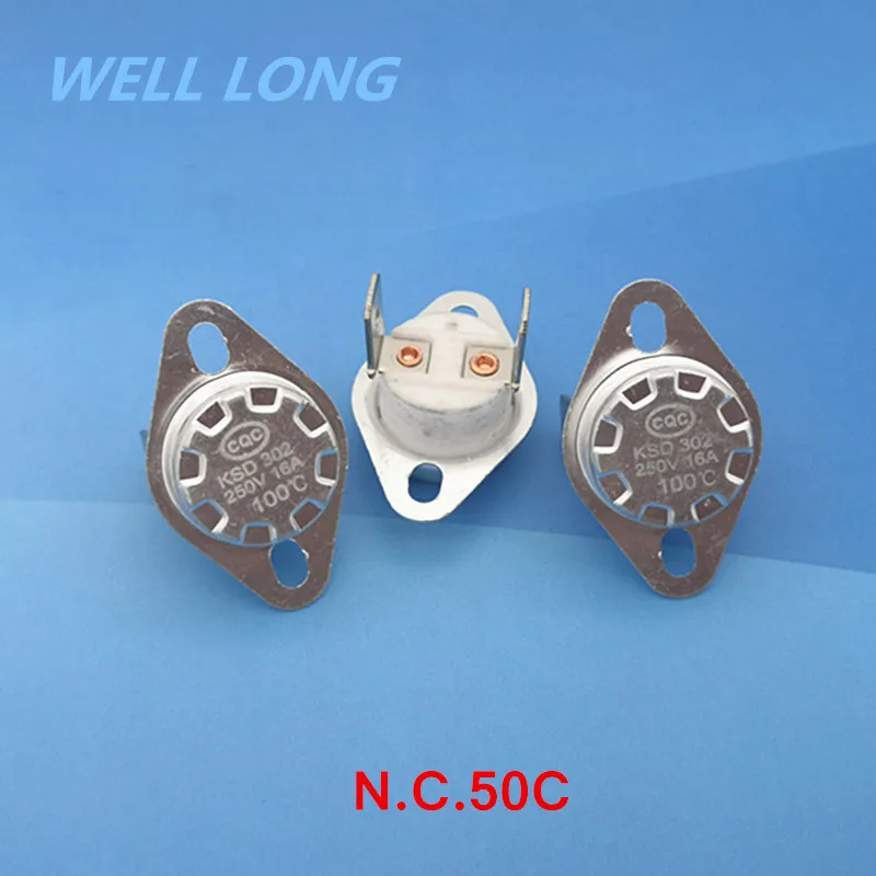 (100pcs/lot) KSD302 NC Thermostat, Temperature Switch, Normally Close,NC 50 Celsius,16A 250V.