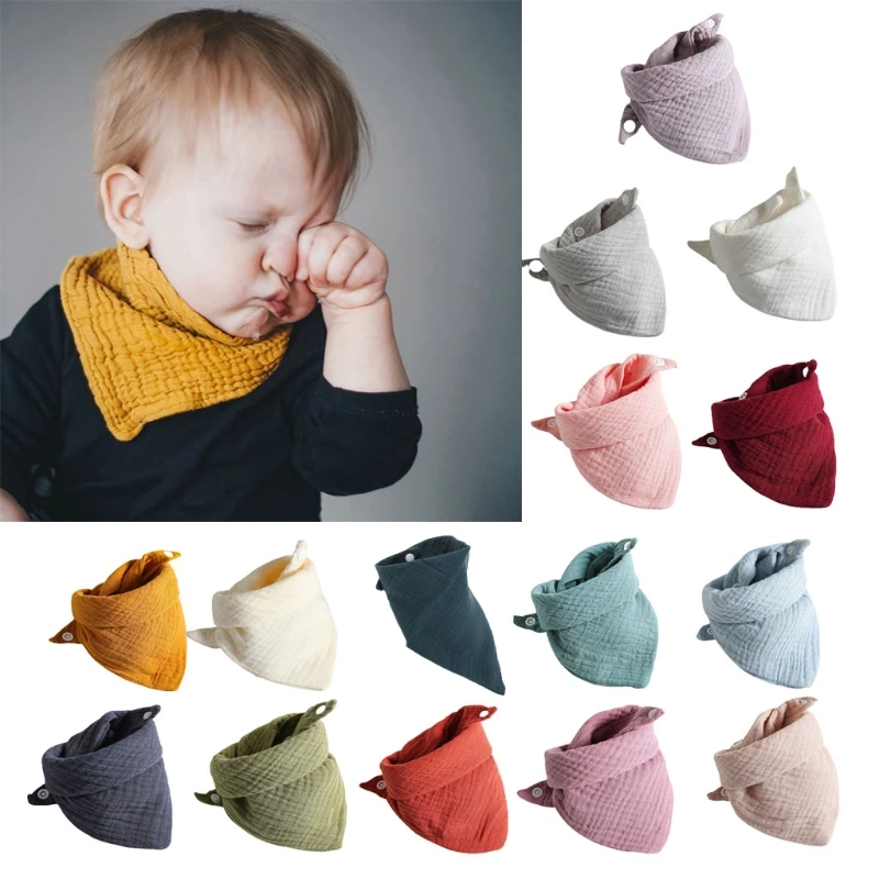 Bayi Bayi Lapisan Ganda Kapas Bib Baru Lahir Warna Solid Syal Segitiga Makan Air Liur Handuk Bandana Kain Sendawa D5QA