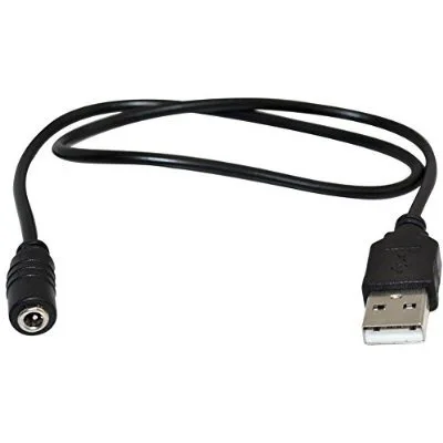 قابس USB احترافي إلى كابل توصيل ذكر ، 1.35 × 3.5 مللي متر ، تيار مستمر ، أنثى ، برميل ، أسود