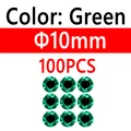 100 piezas de 10 mm, color verde