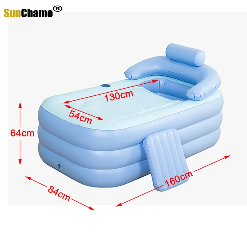 2022 Fashion 160*84*64cm Fold-able Inflatable Bath Tub PVC Adult Bathtub Air Pump Household Indoor Outdoor Inflatable Bathtub