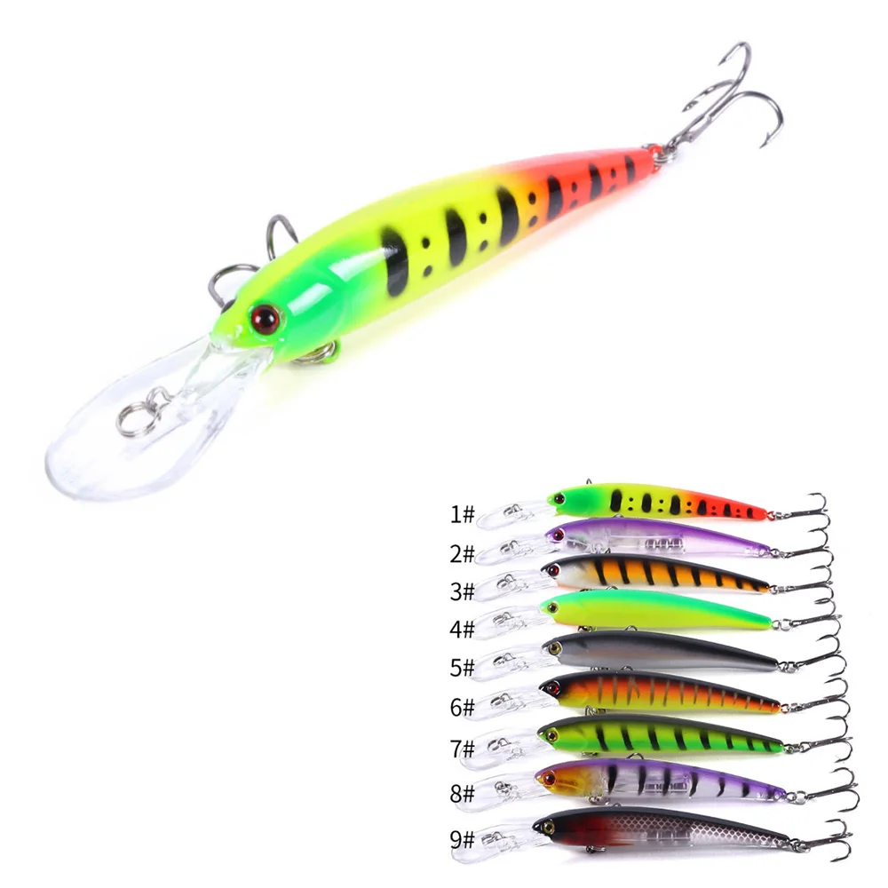 Leurre méné rigide à longue lèvre, appât artificiel idéal pour la pêche à la turlutte, Jerkbait, 12.5cm, 11g