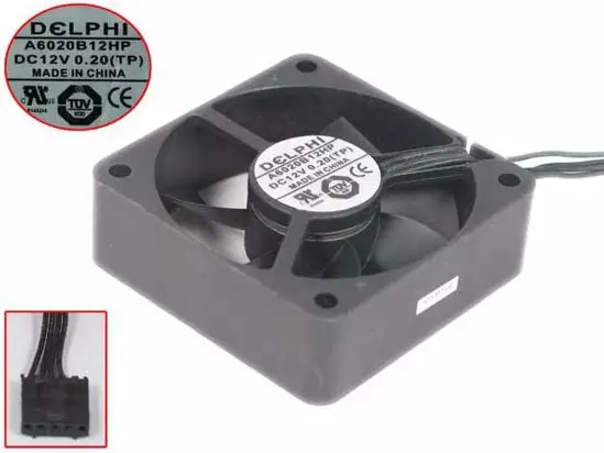 

DELPHI A6020B12HP DC 12V 0.2A 60x60x20mm 4-Wire Server Cooling Fan