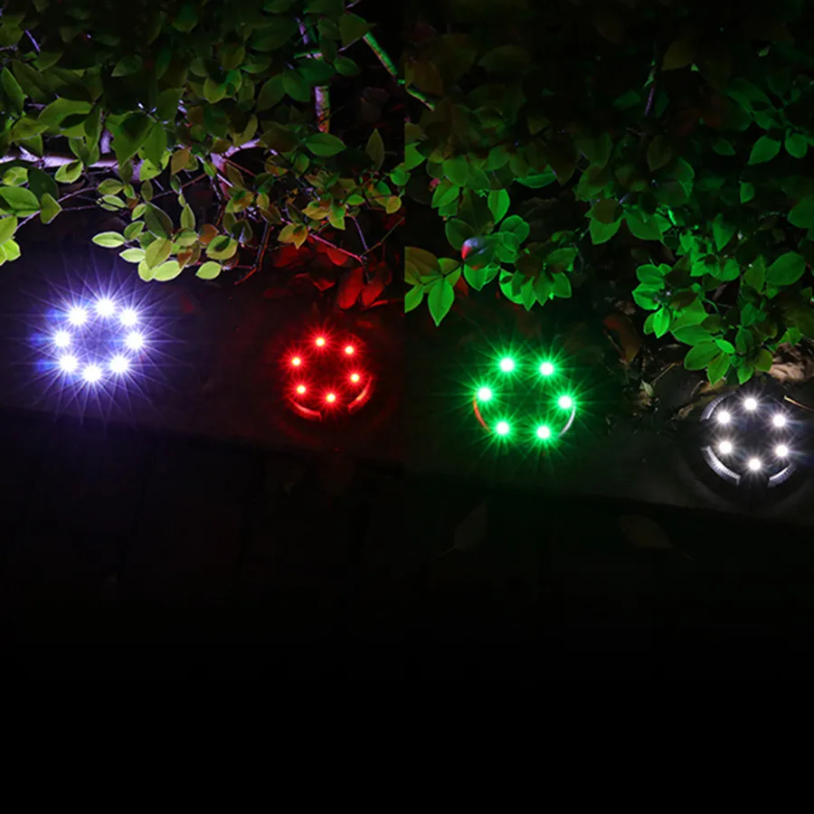 8LED Solar Outdoor Disk Lights Patio Pathway Yard Deck Lights Multiple Changing Colors Waterproof Lawn Solar Lamps