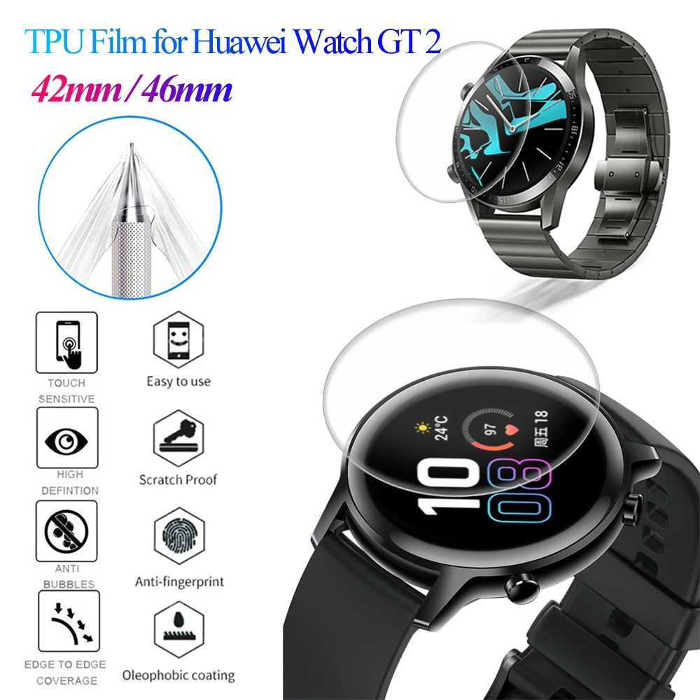 TPU Hydrogel Watch Film For Huawei Watch GT2 42mm 46mm Explosion Proof Shockproof Smart Watch Screen Protectors Ultra Thin Film