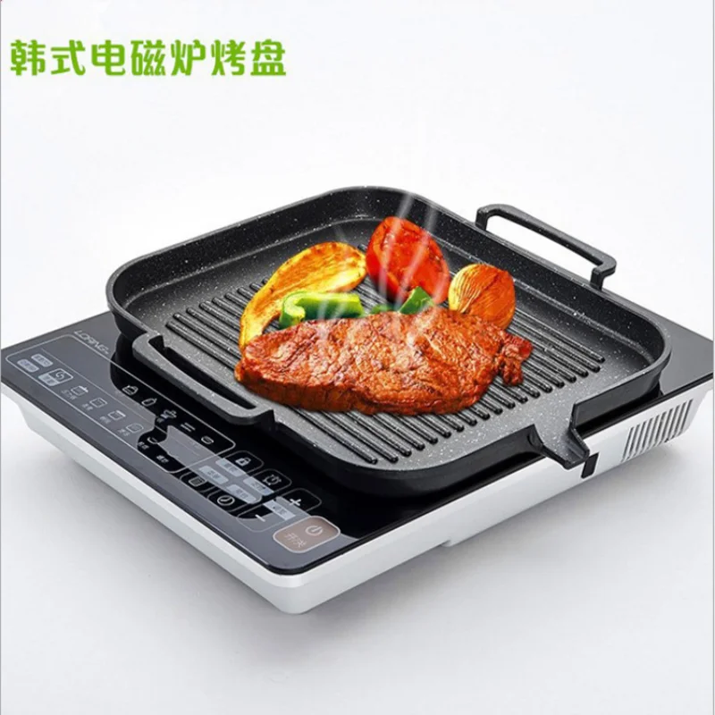 

Factory Price Wholesale Korean Induction Cooker Baking Tray Square Barbecue Plate Teppanyaki Smoke-Free Non-Stick Meat Roasting