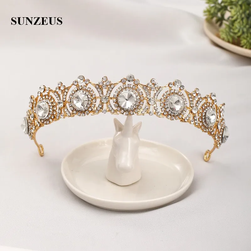 Cristal Bridal Tiaras Princesa Gold Color Headwear 2023 Recém Aniversário Headband Mulheres Coroas De Casamento Novia Accesorios