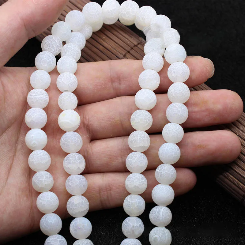 1strand/lot 4 6 8 10 12 mm Natural Stone Frost Crab Agates Round Spacer Loose Bead For Jewelry Making DIY Necklaces Bracelets image 5