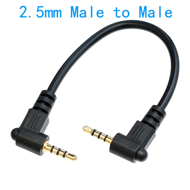 12cm 23cm krótki 2.5mm kabel 4 biegun prostopadły z męskiego na męskie Glold Plated wtyczka Jack Adapter słuchawek kabel