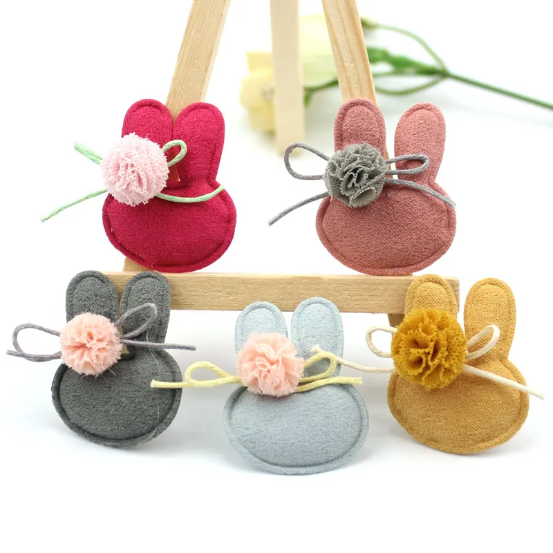 24Pcs 3.5*4cm Rabbit Flowers Ball Padded Appliques For Clothes DIY Children\'s Hair Clip Hat Patches Decor Ornament Accessories