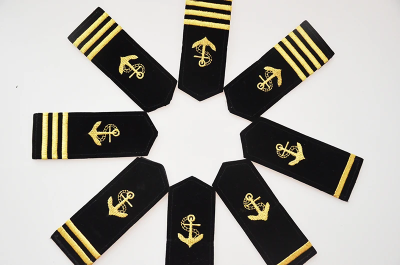 Men Women Seaman Captain Sailor Turbine Propeller Badges Ship Pilot Black Anchor Embroidered Epaulettes Uniform Accessories