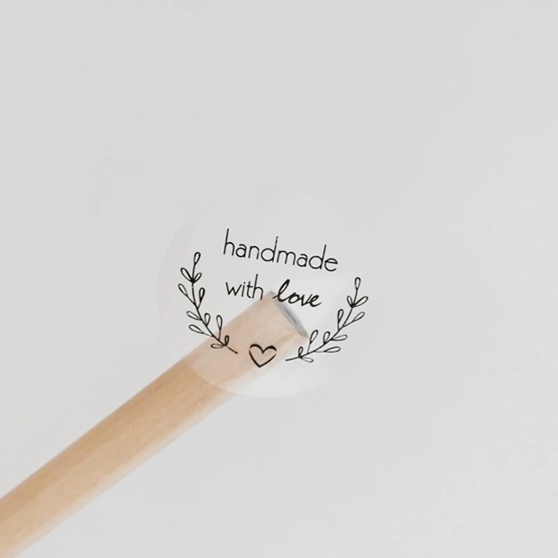 160 Stück/Los, süße Liebes-Girlande, handgefertigt mit Liebe, aus Kraftpapier, weiß, transparent, zum Selbermachen, für Geschenke, Kuchen, Backen, Versiegelung, Aufkleber – Detail 3