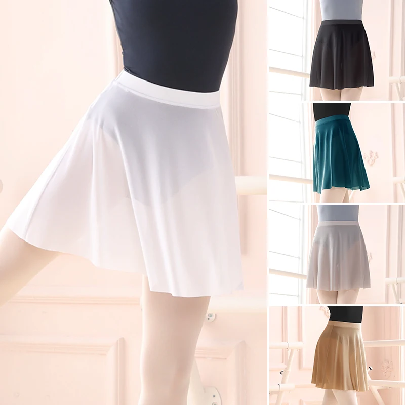 Ballet Skirts for Women Girls Mesh Skirts Elastic Dance Dress Ballerina Tulle Skirts Nylon Adult Gymnastics Training Costumes