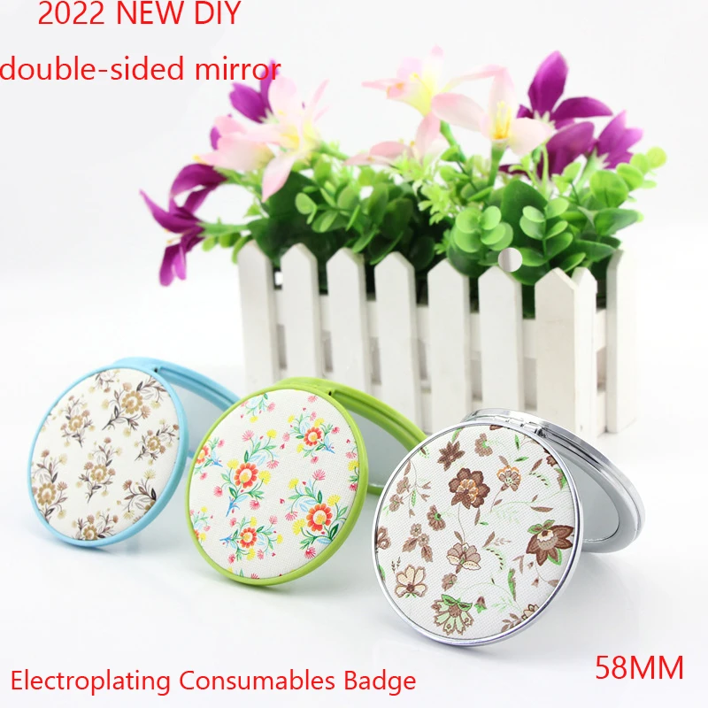 2022 NEW 58mm Blank Button Badge Parts Maker значки набор Double Sided Folding Vanity Mirror Blank Material Bag Diy