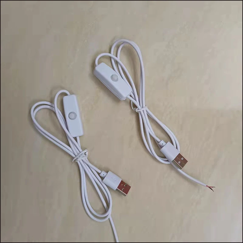 1 Meters DC5V ON/OFF USB switch wire desk lamp Cool light strip switch power cord monochrome panel switch wire.