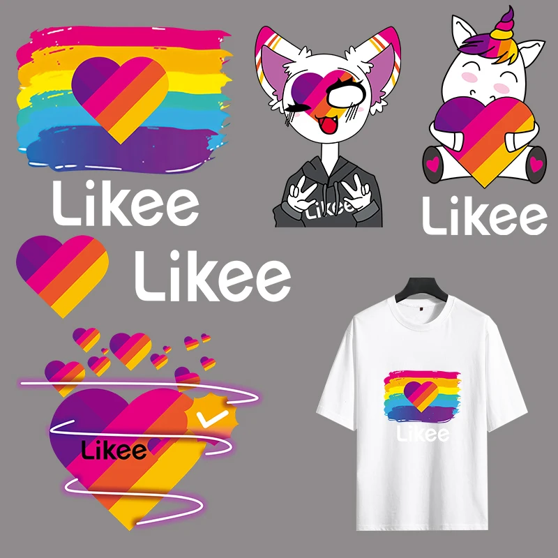 Warm Color Couple T-shirt Coat DIY Decorative Printing Cat Sticker Can Be Customized Unicorn Heart-shaped Badge Heat Transfer