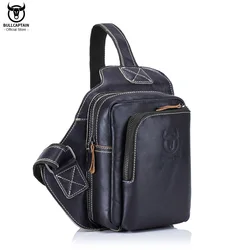 BULLCAPTAIN Men's Fashion Chest Bag Soft Leather Chest Bag Men Casual Messenger Bags Large-Capacity Business Bag's