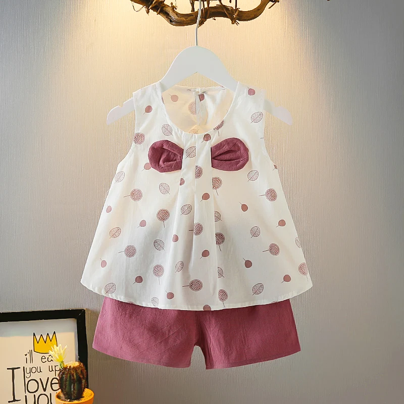 2021 New Fashion Baby Clothing Sets Children Sleeveless Top+Shorts 2Pcs Sets Girls Cute Suit 1-5Years Old Baby Clothes