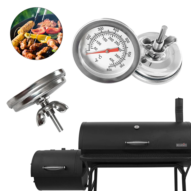 42pc Stainless Steel Barbecue Thermometer Pit Wood Smoker Thermometer Temperature Gauge Celsius Grill Pit For Kitchen