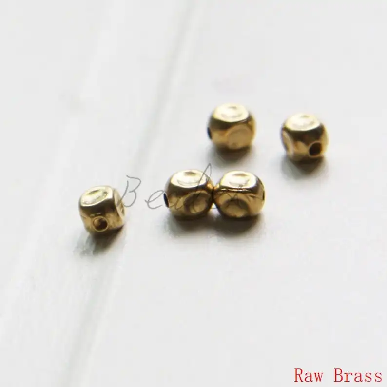 100 Pieces Raw Brass Bead Spacer - 4mm (3039C)