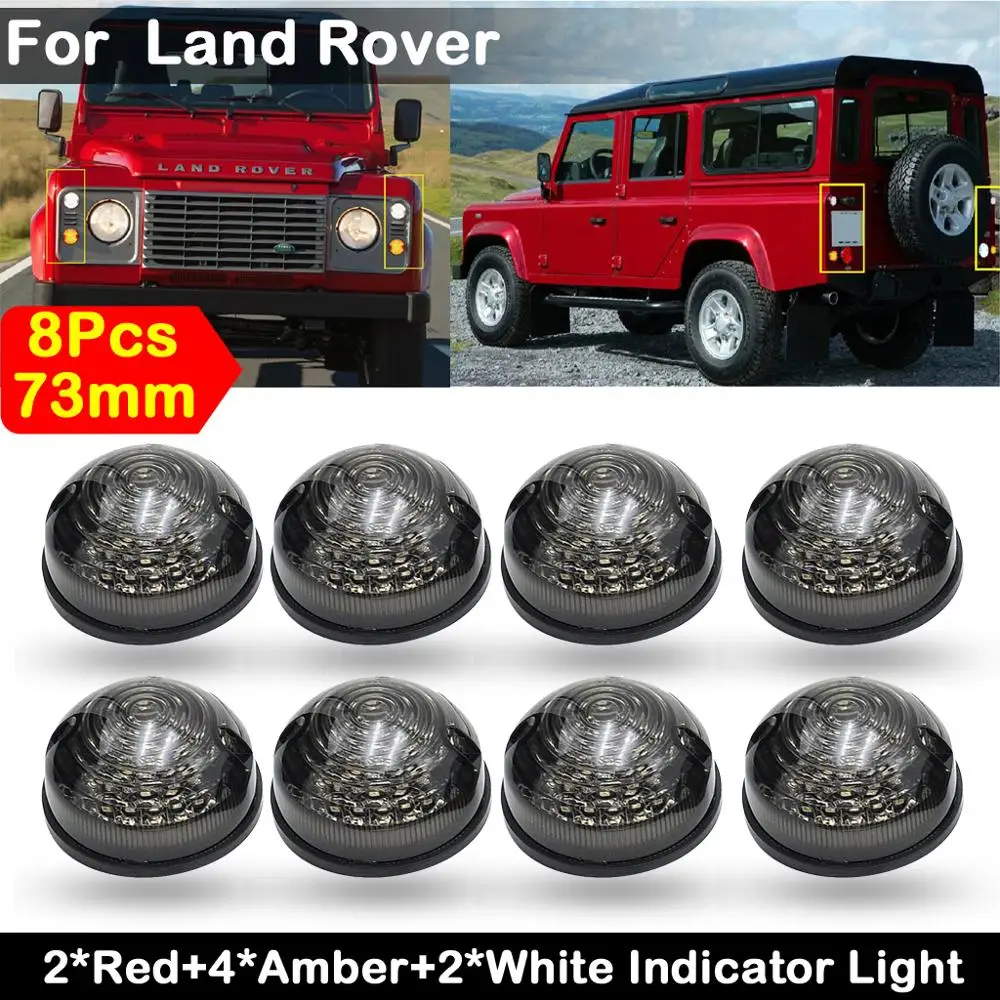 

8PCS Smoked Lens LED Turn signal Lamp Stop lights Clearance Light For Land Rover Defender Complete LED Lamp Upgrade Kit