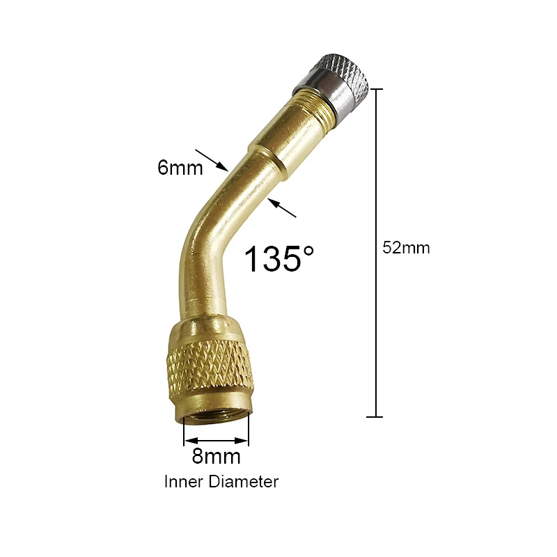 Inflation Tube 45/90/135 °Angle Brass Air Tyre Valve Stem with Extension Adapter for Car Truck Motorcycle Cycling Accessories