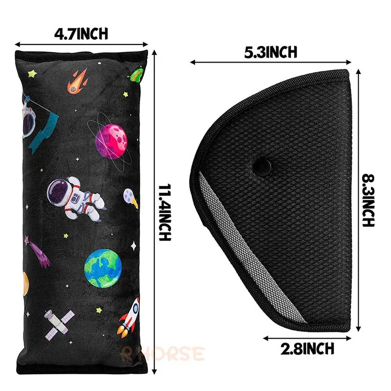 4 pzunifverse Space Cartoon Car Seatbelt Cover Pillow Cute Astronaut Sleeping Headrest Support cintura di sicurezza Decor per bambini