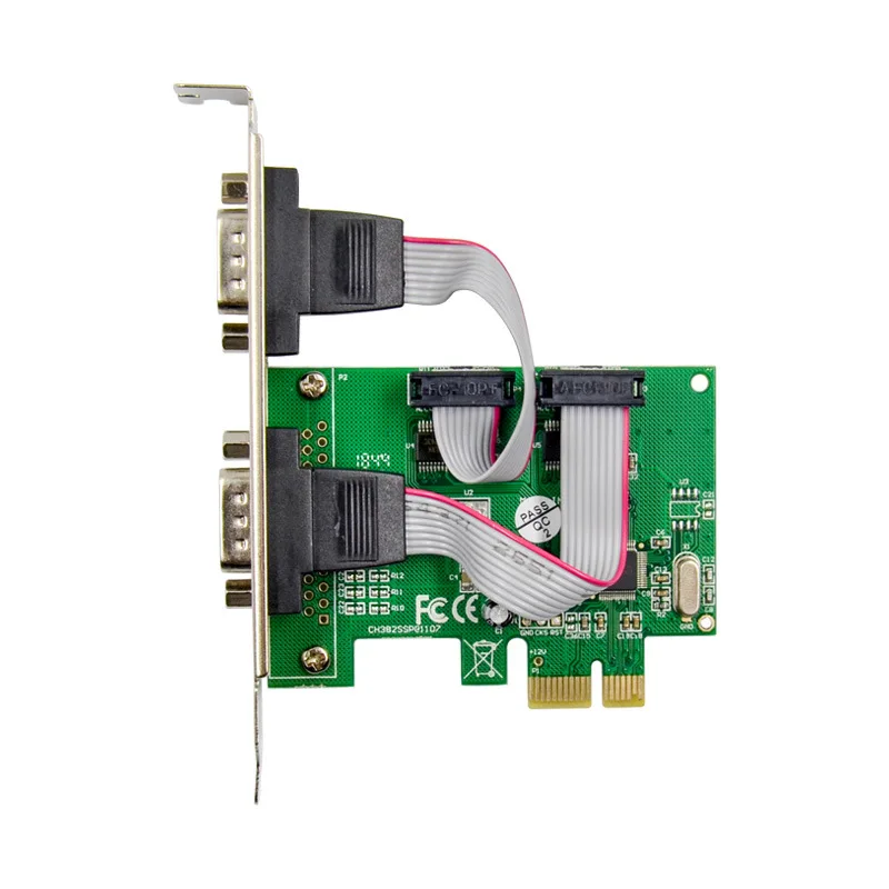 PCIE 2serial port card DB 9pin RS232 Port Industrial communication COM expansion card Chip CH382L Adapter converter card