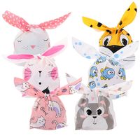 10PCS Easter Bunny Ear Cookie Bags Package Pocket Event Party Supplies Snack Decoration Easter Rabbit Candy Biscuit Gifts Bag
