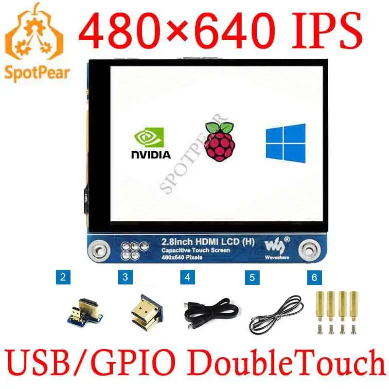 

Raspberry Pi LCD 2.8inch HDMI Display 480×640 High Resolution 2.8 inch Capacitive touch screen compatible with HDMI