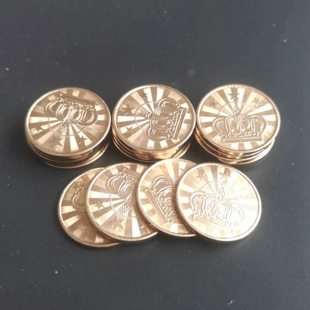 100pcs 25*1.8mm Brass Game Token With High Quality Red Cloth Bag Brass Arcade Game Coin Pentagram Crown Tokens