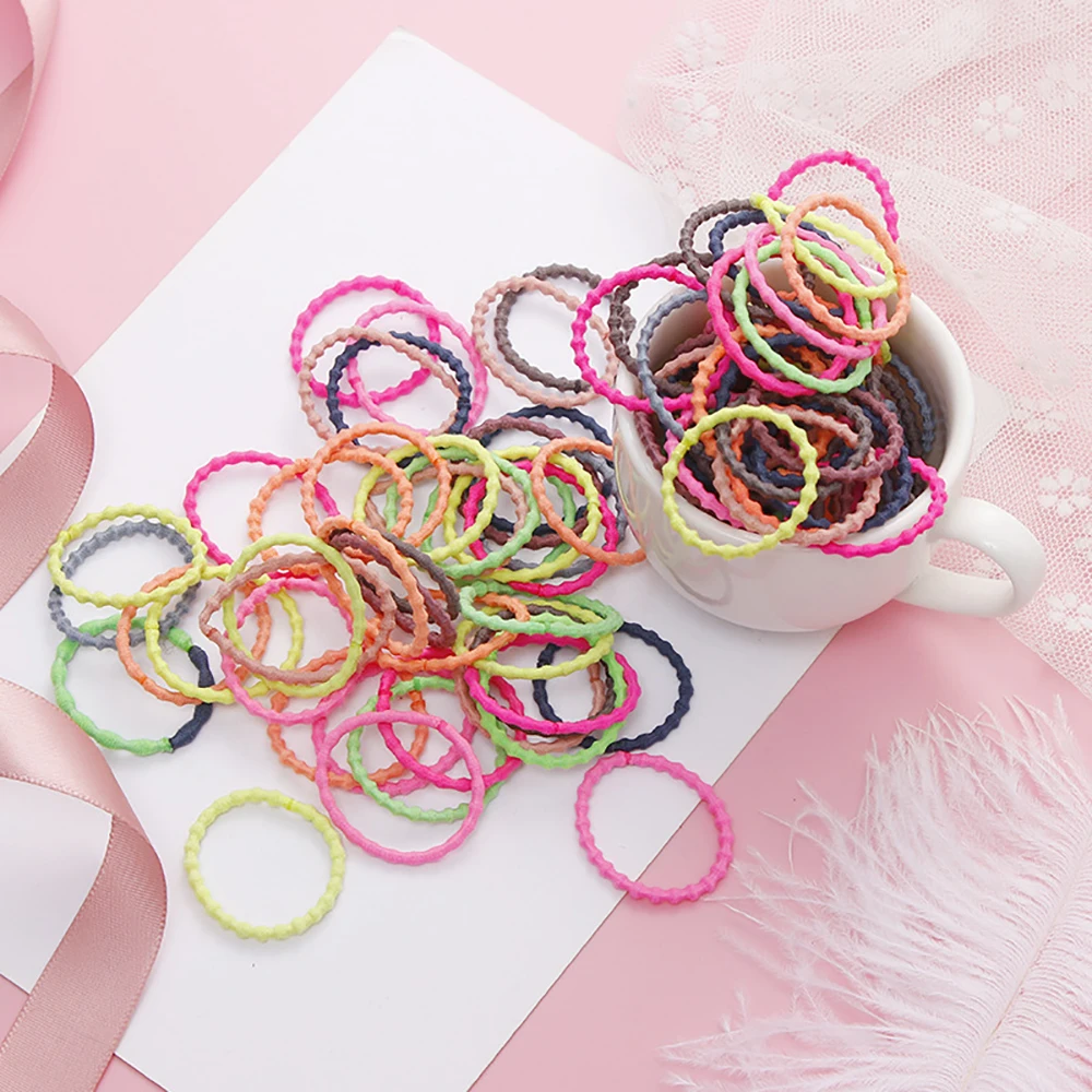 50pcs Girls Solid Color Big Rubber Band Ponytail Holder Gum Headwear Elastic Hair Bands Korean Girl Hair Accessories Ornaments