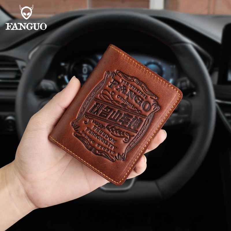 

Genuine Leather Men's Wallet Credit Card Case Car Auto Documents Driver License Holder Bag Driving License Slot For Short Travel