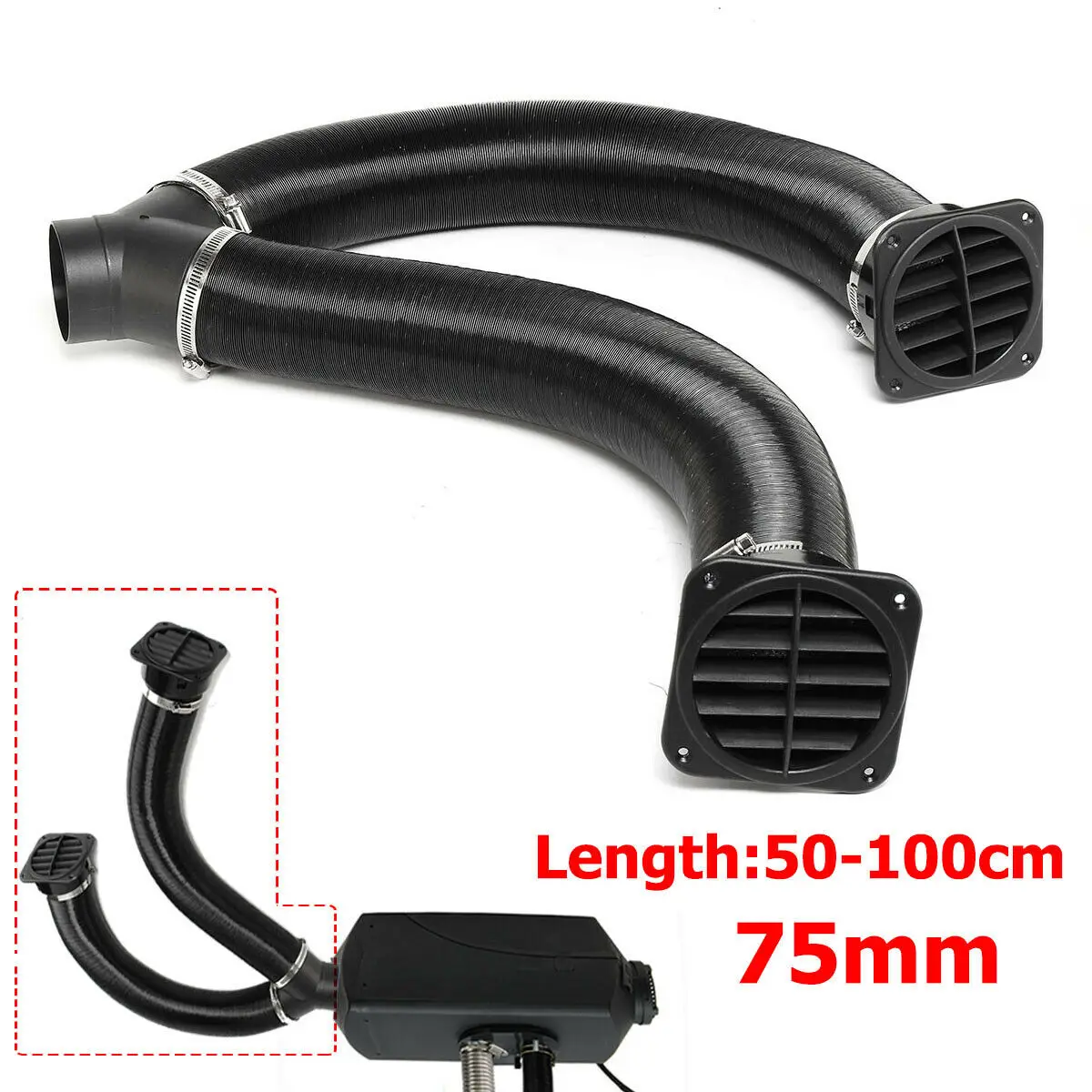 75mm Retractable Heater Pipe Y Shape T Shape Duct Warm Air Outlet For Webasto For Eberspacher For Propex Diesel Heater Outlet