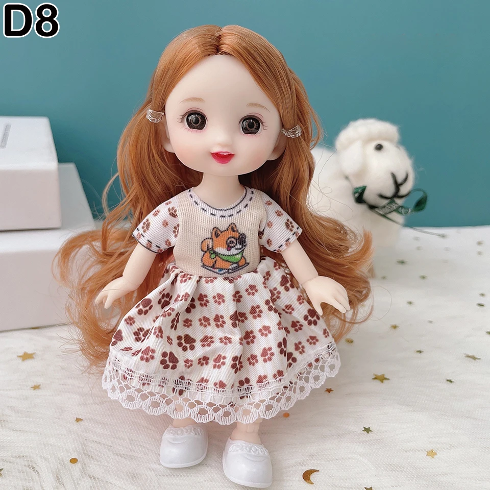 Nueva Muñeca BJD Mini de 16 cm, 13 Articulaciones Móviles, Muñeca Bebé con Ojos Grandes en 3D, Hermosa Muñeca de Juguete DIY con Ropa para Vestir, Muñeca de Moda 1/12