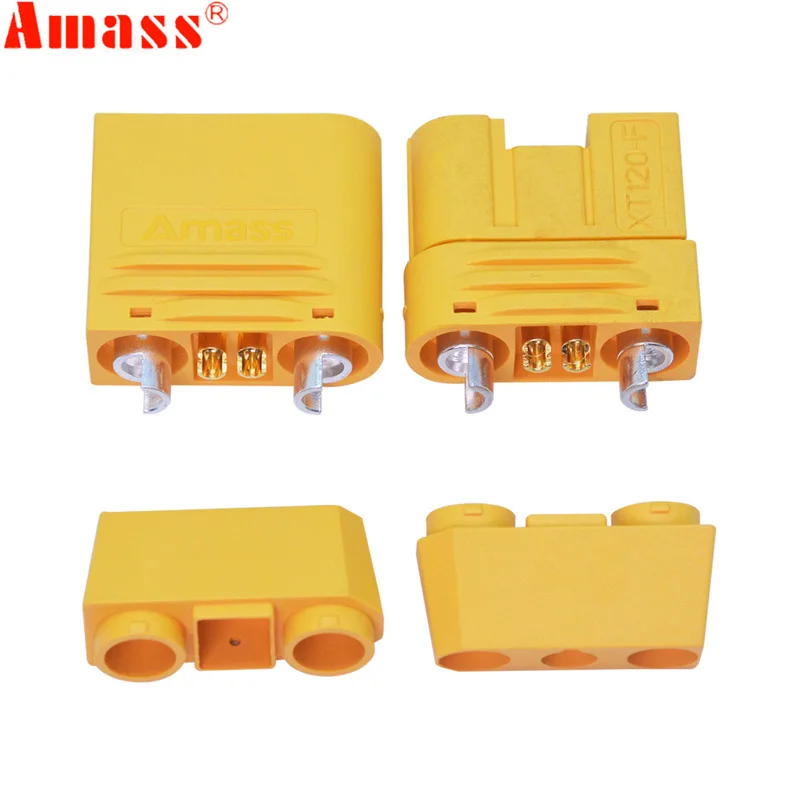 1 Pair Amass XT120 (2+2) 60A Large Current Lipo Battery Connector Male Female Sheathed Plug with Signal Pin for RC UAV FPV Drone