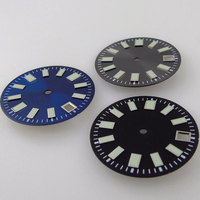 29mm Super Green Lume Watch Dial Fit For NH35/NH35A Automatic Movement Date Window Black/Blue/Gray Color Sunburst Watch Face