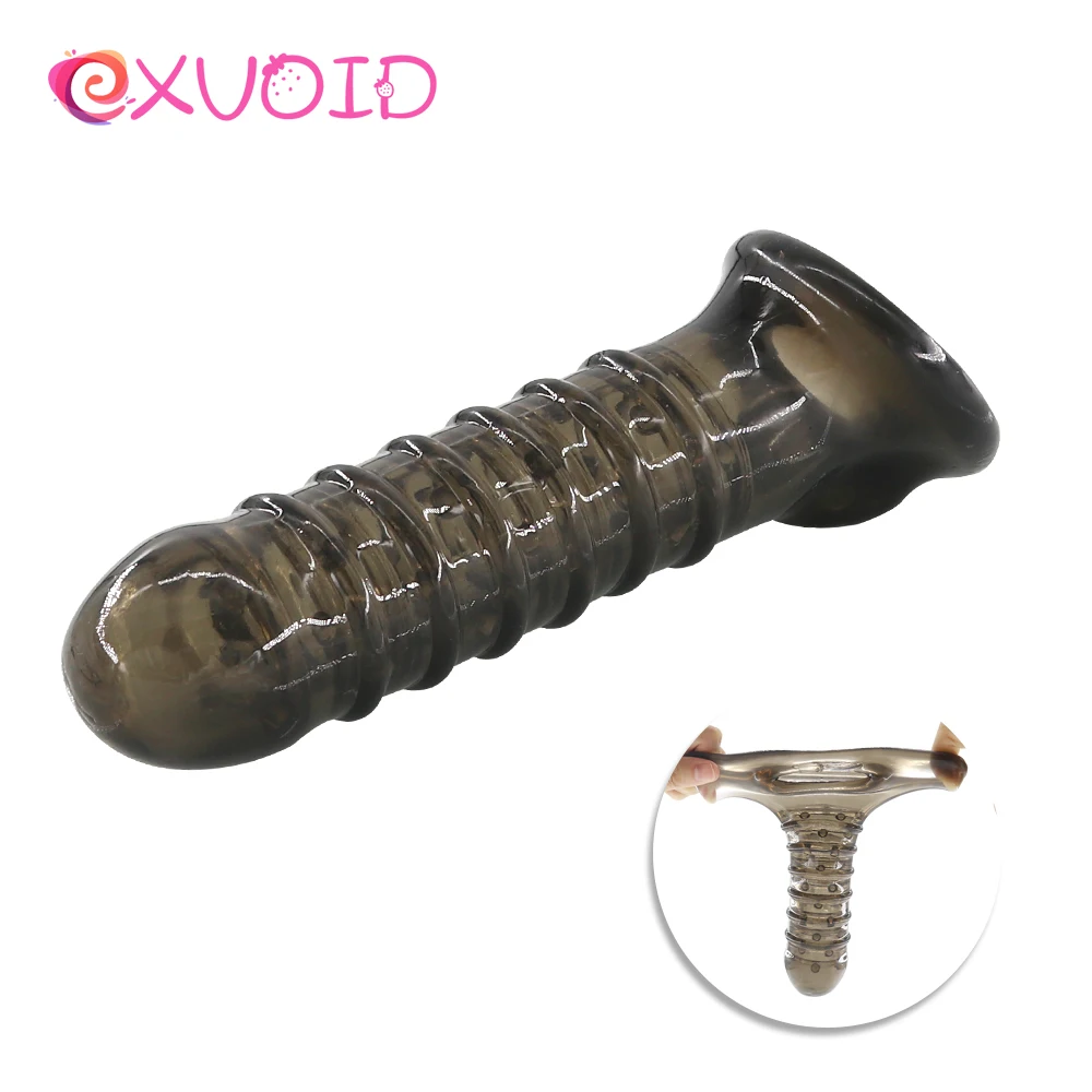 Dildo Enlargement Penis Sleeve Reusable Silicon Condom Cocks Extender Penig Ring G-spot Massager