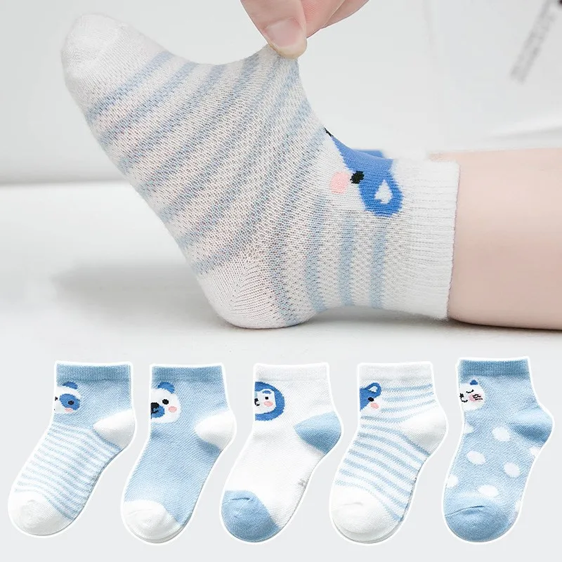Calcetines finos de malla para bebé, 5 par/lote, de verano, de algodón, para recién nacido