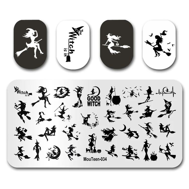 Ensemble de plaques d'estampage pour ongles, grande taille, motif papillon, fleur, nail art, manucure, tampon, MouTeen035