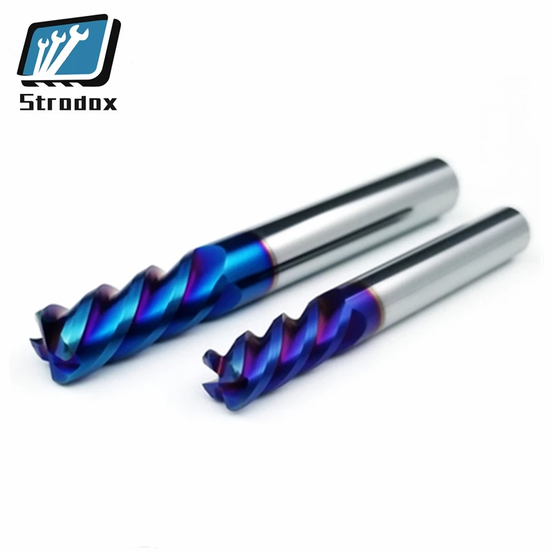 

5 PCS 4 blade 65 degree cemented carbide tungsten steel round nose cutter Long straight shank coated round nose cnc CNC end mill