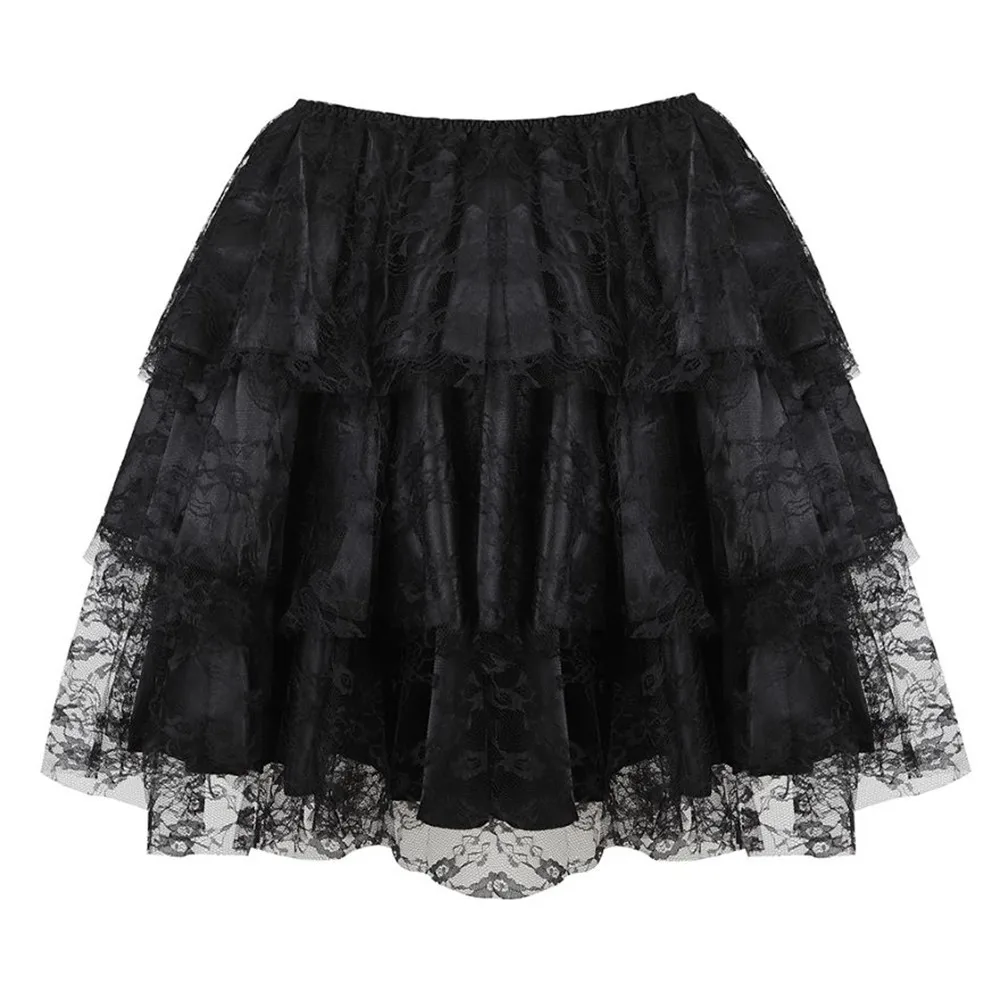 

Vintage Women Sexy Floral Lace Mesh Tulle Mini Pleated Skirt Showgirl Party Clubwear Dance Skirts Layered Ruffled Skirt