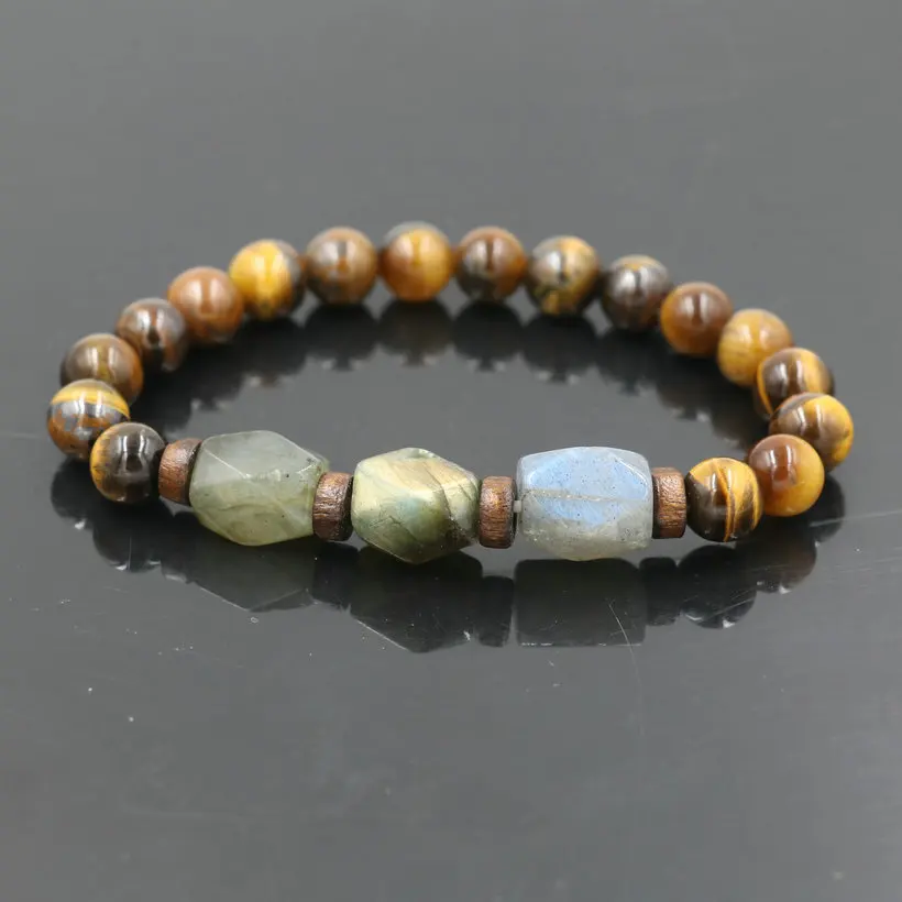 Men Bracelet Natural Tiger eye Lava Stone Bracelet Moonstone Beads Chakra Bracelet For Men Women Couples Buddha Jewelry Bileklik