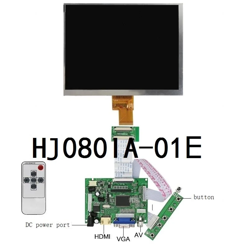 Yqwsyxl 8 inch IPS 1024*768 tablet HD screen LCD display HJ080IA-01E HE080IA-01D Driver Board HDMI Control Monitor For Raspberry